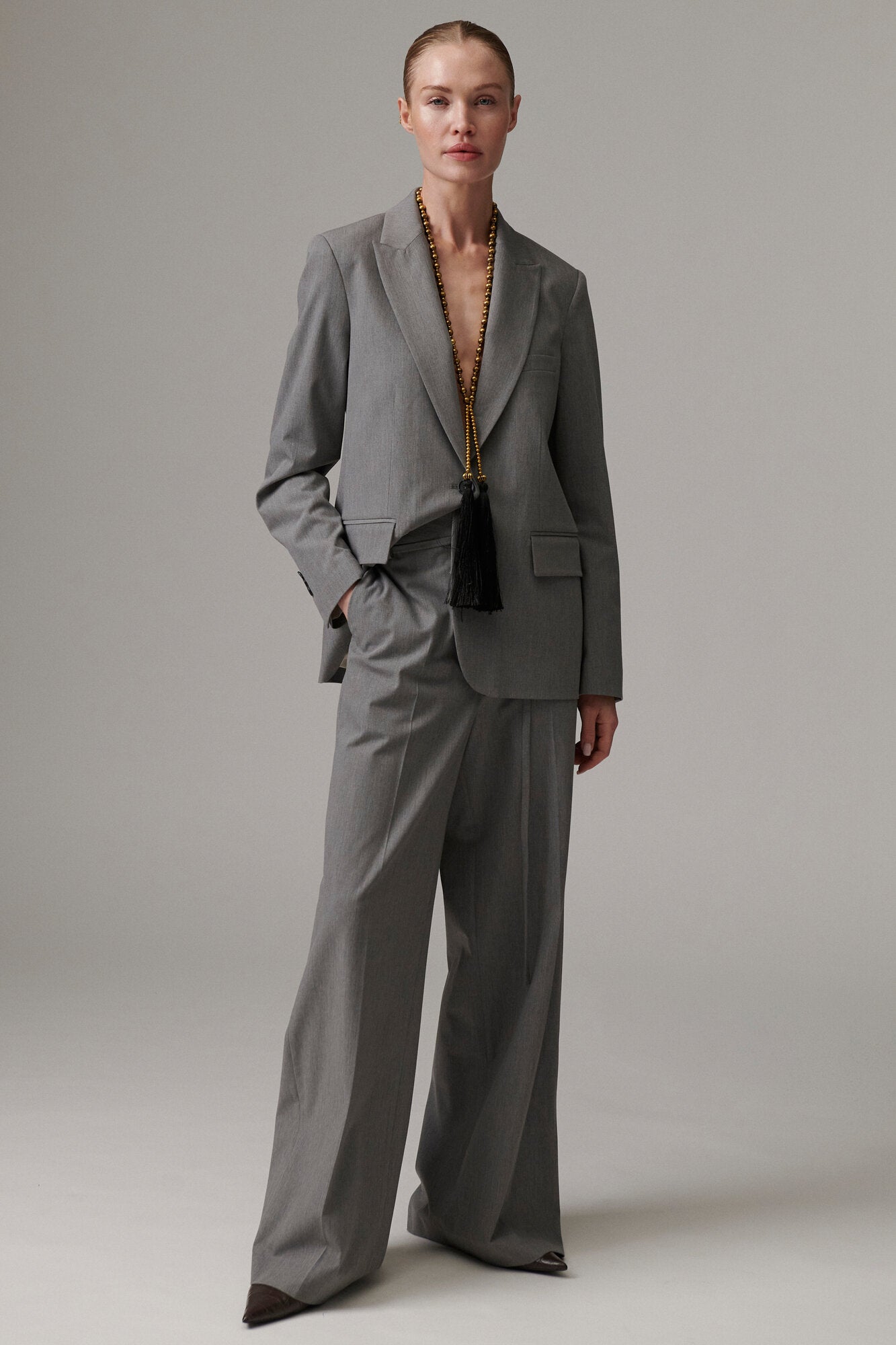 Elina Classic Gab habitbukser - 500006 Medium Grey Melange